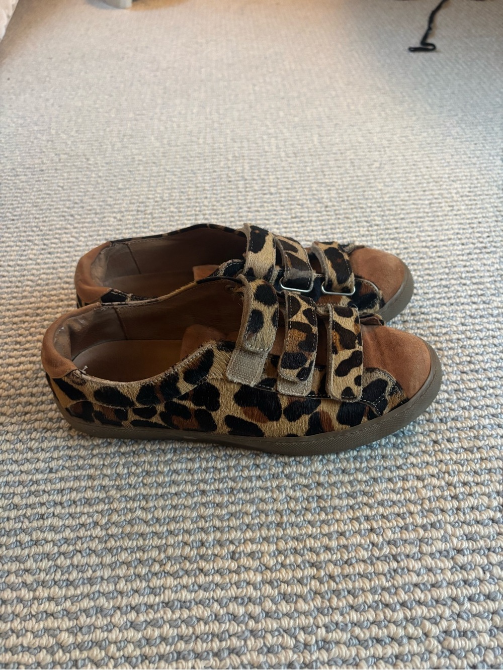 Leopard Print Velcro Sneakers - Brown Retail $220